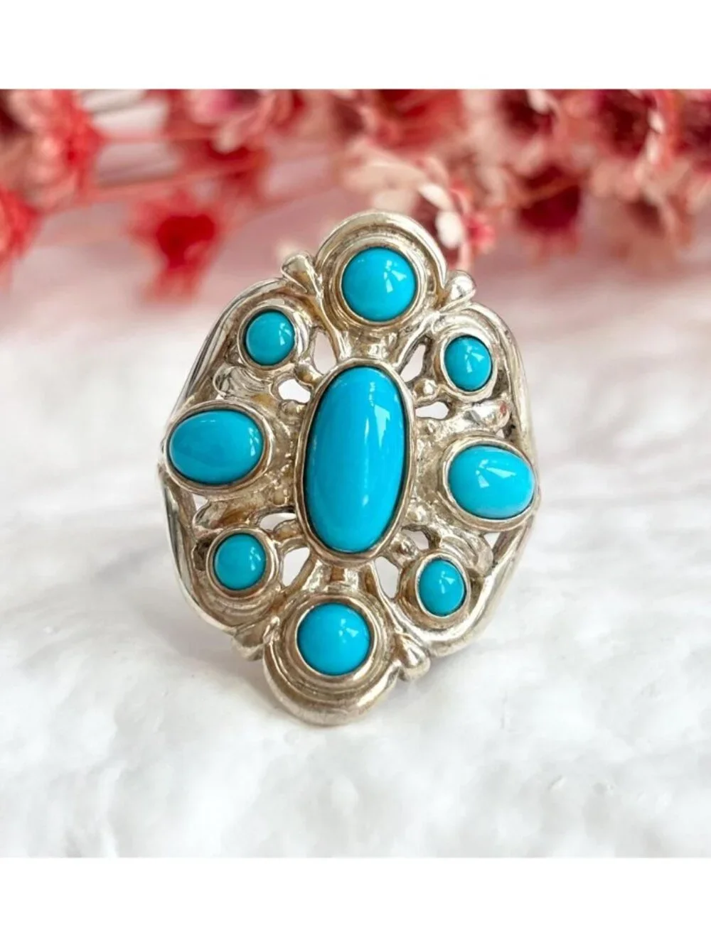 Southwest Style Sleeping Beauty Turquoise Sterling Silver 925 Vintage Ring sz 9